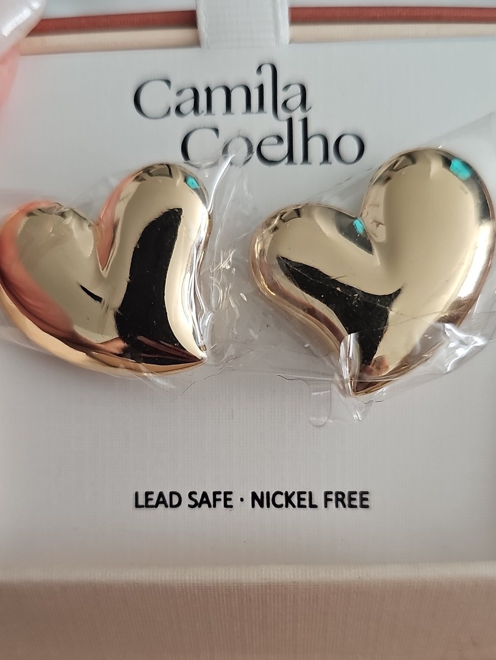 Camila Coelho Shiny Gold Heart Stud Earrings